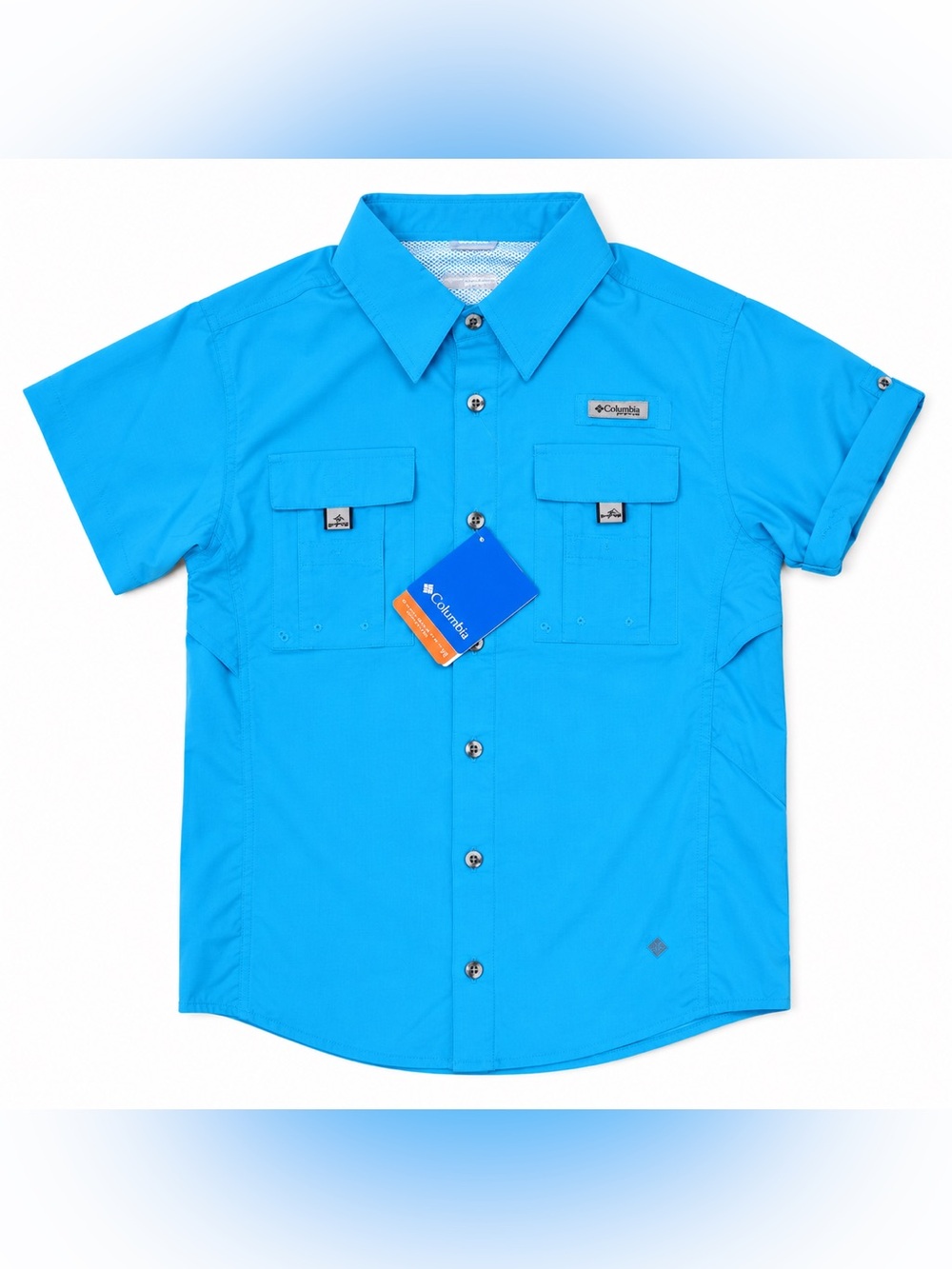 Columbia Titanium Kids Blue Omni Shade Short Sleeve Shirt NWT NEW Fly Fishing